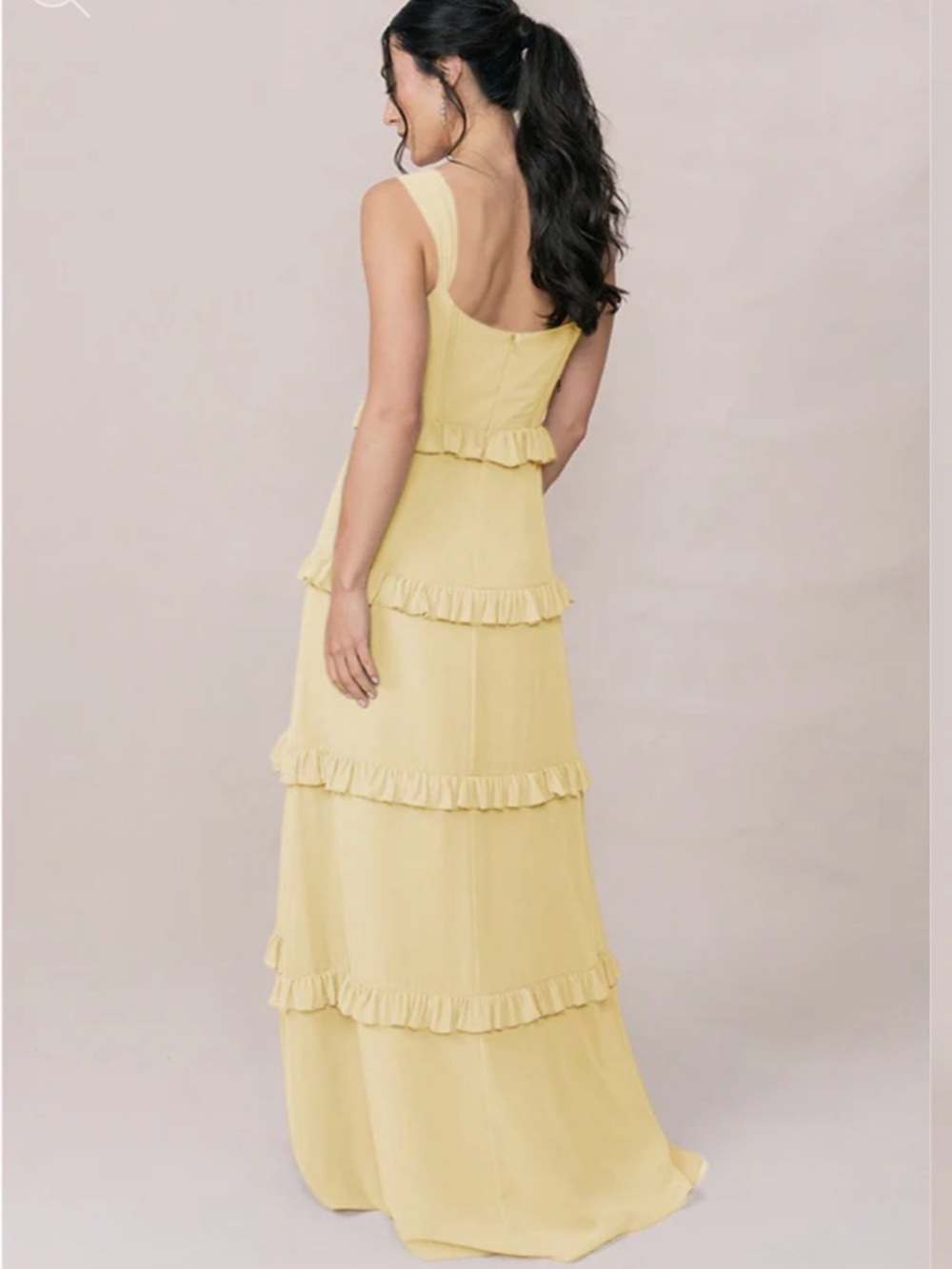 Revelry Pale Yellow Ruffle Tiered Maxi Dress